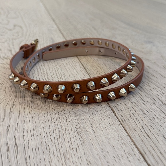 Express Thin Gold & Brown Studded Belt - Picture 4 of 5